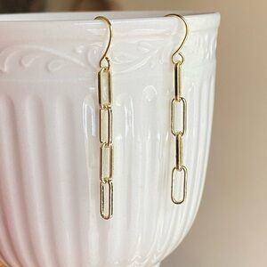 Gold Plated Paper Clip Chain Earrings
